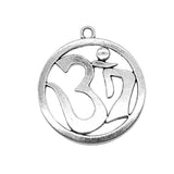 WYSIWYG 5pcs 32x36mm Round Om Symbol Pendant Charms Antique Silver Color For Jewelry Making Zinc Alloy Jewelry Findings