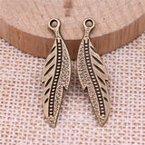 WYSIWYG 5pcs 32x9mm Antique Silver Color Tone Feather Charms Pendant For Jewelry Making DIY Jewelry Findings