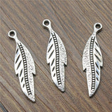 WYSIWYG 5pcs 32x9mm Antique Silver Color Tone Feather Charms Pendant For Jewelry Making DIY Jewelry Findings