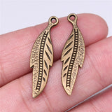 WYSIWYG 5pcs 32x9mm Antique Silver Color Tone Feather Charms Pendant For Jewelry Making DIY Jewelry Findings