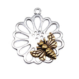 WYSIWYG 5pcs 33x29mm Antique Silver Color Bee Honey Charms For Jewelry Making