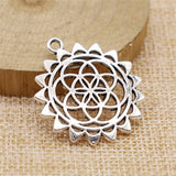 WYSIWYG 5pcs 33x30mm The Flower Of Life The Seed Of Life Charms For Jewelry Making Antique Silver Color Charms