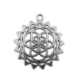 WYSIWYG 5pcs 33x30mm The Flower Of Life The Seed Of Life Charms For Jewelry Making Antique Silver Color Charms