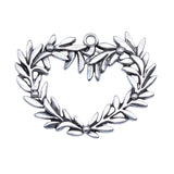 WYSIWYG 5pcs 33x43mm Antique Silver Color Heart Olive Branch Charms Pendant For DIY Jewelry Making