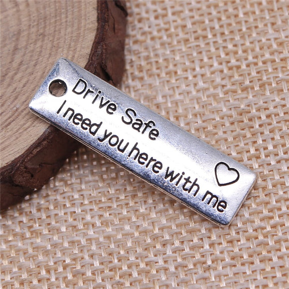 WYSIWYG 5pcs 34x10mm Antique Silver Color Antique Bronze Drive Safe Tag Charms Pendant For Jewelry Making DIY Jewelry Findings EF3741