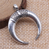 5pcs 34x27mm Horns Charm Crescent Moon Pendants For Jewelry Making Antique Silver Color Punk Cow Horn Pendants Charm ef4572