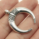 5pcs 34x27mm Horns Charm Crescent Moon Pendants For Jewelry Making Antique Silver Color Punk Cow Horn Pendants Charm ef4572