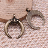 5pcs 34x27mm Horns Charm Crescent Moon Pendants For Jewelry Making Antique Silver Color Punk Cow Horn Pendants Charm ef4572