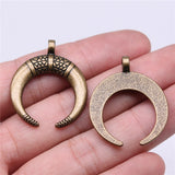 5pcs 34x27mm Horns Charm Crescent Moon Pendants For Jewelry Making Antique Silver Color Punk Cow Horn Pendants Charm ef4572