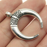 5pcs 34x27mm Horns Charm Crescent Moon Pendants For Jewelry Making Antique Silver Color Punk Cow Horn Pendants Charm ef4572