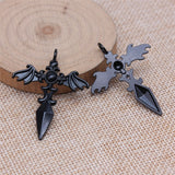 WYSIWYG 5pcs 34x44mm Black Color Gothic Wings Cross Charms Pendant For DIY Jewelry Making Handmade Jewelry Craft Findings