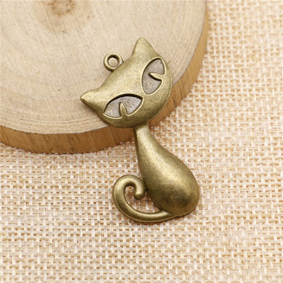 WYSIWYG 5pcs 39x32mm Big Cat Charms Pendants For Jewelry Making Antique Silver Plated Antique Bronze Color Jewelry Findings