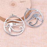WYSIWYG 5pcs 39x35mm Eye Of Horus Charms Antique Silver Color For DIY Jewelry Making Zinc Alloy Charms Pendant Jewelry Findings