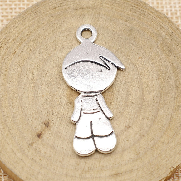 WYSIWYG 5pcs 40x18mm Boy Charms Antique Silver Color Charms For Jewelry Making Jewelry Findings