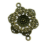 WYSIWYG 5pcs 40x28mm Flower Connector Charms Pendants For Jewelry Making 2 Colors Antique Silver Plated Antique Bronze Plated