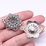 WYSIWYG 5pcs 40x28mm Flower Connector Charms Pendants For Jewelry Making 2 Colors Antique Silver Plated Antique Bronze Plated