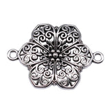 WYSIWYG 5pcs 40x28mm Flower Connector Charms Pendants For Jewelry Making 2 Colors Antique Silver Plated Antique Bronze Plated