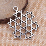 WYSIWYG 5pcs 40x31mm Star Of David Charms For Jewelry Making Antique Silver Color Charm Pendant Jewelry Accessories
