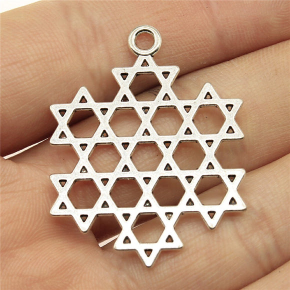 WYSIWYG 5pcs 40x31mm Star Of David Charms For Jewelry Making Antique Silver Color Charm Pendant Jewelry Accessories