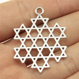 WYSIWYG 5pcs 40x31mm Star Of David Charms For Jewelry Making Antique Silver Color Charm Pendant Jewelry Accessories