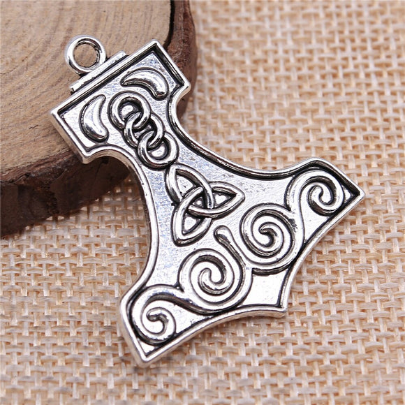 WYSIWYG 5pcs 40x34mm Boat Shape Triquetra Symbol Charms Antique Silver Color Pendant Charms Jewelry Findings For Jewelry Making