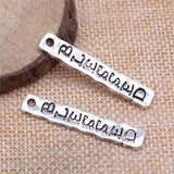WYSIWYG 5pcs 40x7mm Blessed Plates Charm Pendants For Jewelry Making Antique Silver Color Blessed Pendants Charm