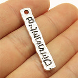 WYSIWYG 5pcs 40x7mm Blessed Plates Charm Pendants For Jewelry Making Antique Silver Color Blessed Pendants Charm