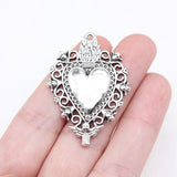 WYSIWYG 5pcs 41x29mm Antique Silver Color Gothic Skull Heart Charms For Jewelry Making