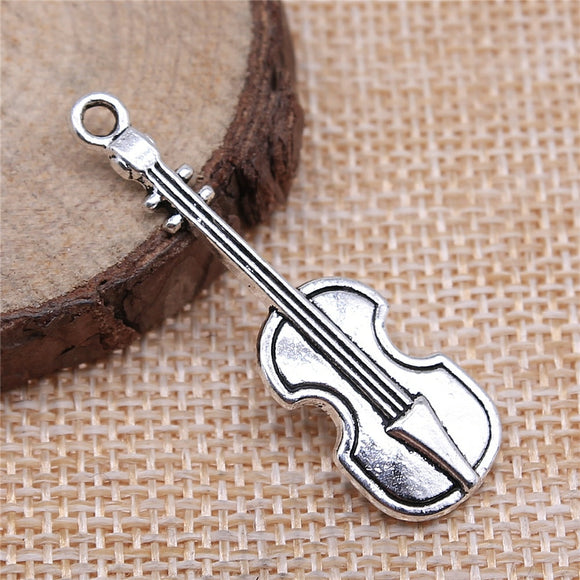 WYSIWYG 5pcs 42x13mm Violin Charm Pendants For Jewelry Making Musical Instrument Violin Pendants Charm