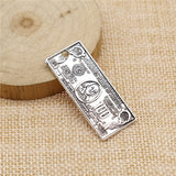WYSIWYG 5pcs 42x18mm Money Dollar Charm Pendants For Jewelry Making Antique Silver Color Us Dollar Pendants Charm