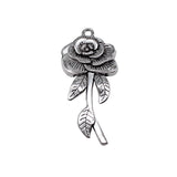 WYSIWYG 5pcs 43x19mm Antique Silver Color Rose Charms For Jewelry Making
