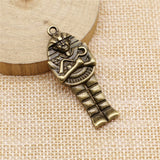 WYSIWYG 5pcs 45x18mm Egyptian Pharaoh Charms For Jewelry Making DIY Jewelry Findings Antique Silver Color Antique Bronze Color