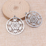 WYSIWYG 5pcs 45x40mm Antique Silver Color Metatron Cube Charms For Jewelry Making
