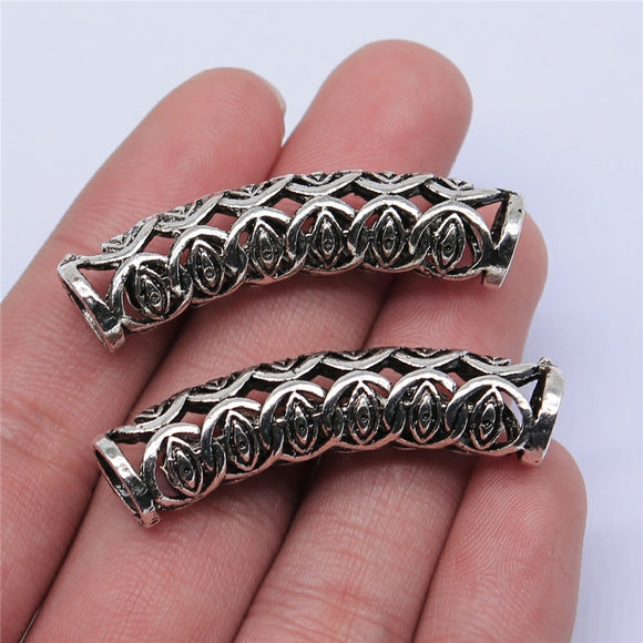 WYSIWYG 5pcs 46x14mm Antique Silver Color Hollow Hair Braid Dreadlock For Jewelry Making DIY Jewelry Findings