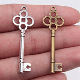 WYSIWYG 5pcs 46x15mm Antique Silver Color Antique Bronze Key Charms Findings Key Charms For Jewelry Making Key Charms