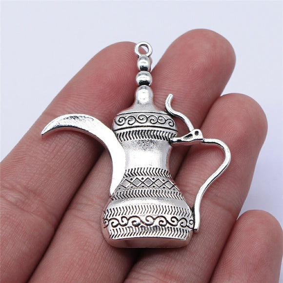 WYSIWYG 5pcs 46x41mm Flagon Pendant Charms Antique Silver Color For Jewelry Making Zinc Alloy Jewelry Findings