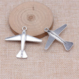 WYSIWYG 5pcs 46x52mm Antique Silver Color Airplane Charms Pendant For DIY Jewelry Making Handmade Jewelry Craft Findings