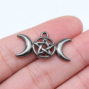 5pcs 5 Colors 30x16mm Crescent Moon Goddess Star Charms Pendant EF3699