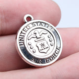 WYSIWYG 5pcs 5 Styles 20x23mm Antique Silver Color U.S. Army Police Identification Signage Pendant For DIY Jewelry Making