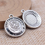 WYSIWYG 5pcs 5 Styles 20x23mm Antique Silver Color U.S. Army Police Identification Signage Pendant For DIY Jewelry Making
