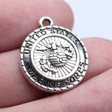 WYSIWYG 5pcs 5 Styles 20x23mm Antique Silver Color U.S. Army Police Identification Signage Pendant For DIY Jewelry Making