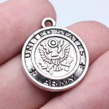 WYSIWYG 5pcs 5 Styles 20x23mm Antique Silver Color U.S. Army Police Identification Signage Pendant For DIY Jewelry Making