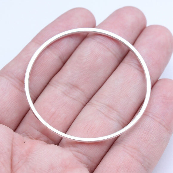 WYSIWYG 5pcs 50x50mm Antique Silver Color Circle Charms Pendant For DIY Jewelry Making Handmade Jewelry Craft Findings