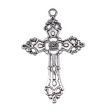 WYSIWYG 5pcs 55x36mm Antique Silver Color Gothic Cross Charms For Jewelry Making