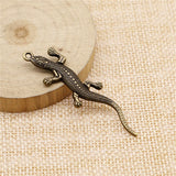 WYSIWYG 5pcs 56x15mm Pendant Gecko Chameleon Charm Pendants For Jewelry Making Antique Silver Color Lizard Pendants