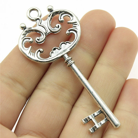 WYSIWYG 5pcs 69mm Key Charms For Jewelry Making DIY Jewelry Findings Antique Silver Color Antique Bronze Color