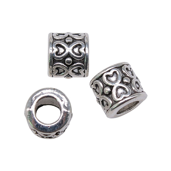 WYSIWYG 5pcs 8x8x8mm Heart European Big Hole Bead Charm Heart Beads Fit DIY Bracelets Heart Alloy Space Loose Beads