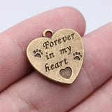 WYSIWYG 5pcs Charms 21x20mm Forever In My Heart Charms For Jewelry Making Antique Silver Color DIY Jewelry Findings Pendant