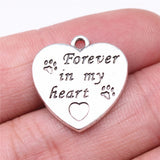 WYSIWYG 5pcs Charms 21x20mm Forever In My Heart Charms For Jewelry Making Antique Silver Color DIY Jewelry Findings Pendant