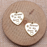 WYSIWYG 5pcs Charms 21x20mm Forever In My Heart Charms For Jewelry Making Antique Silver Color DIY Jewelry Findings Pendant